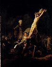 Rembrandt The Elevation Of The Cross painting